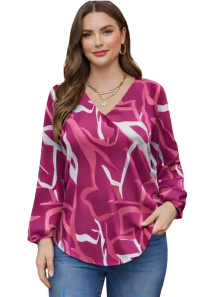 Cotton Abstract Print V-Neck Casual Top with Long Sleeves | Regular Fit Top for Girls and Women
