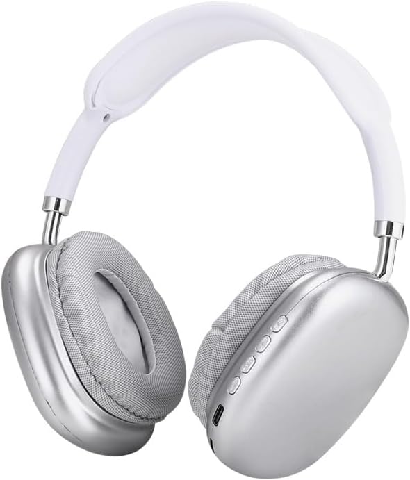P9 Wireless Headset – Bluetooth 5.0, Deep Bass, Long Battery Life, Comfortable Over-Ear Design with Mic (Silver)
