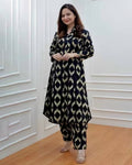 Women Cotton Blend Kurta Palazzo Set, Printed Co-Ord Set
