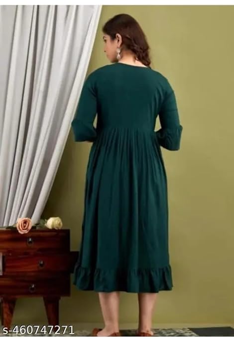 Women Rayon Anarkali Maternity Feeding Kurti with Bot Side Zipper