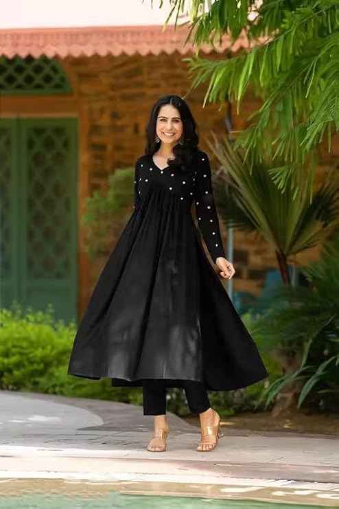 Women's Kurta Pant Set with Embroidered Work for Women | Viscose,Rayon | A-line fit Kurti