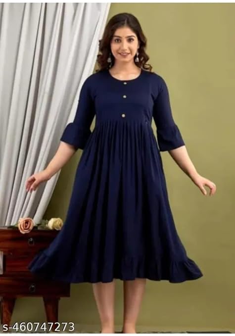 Women Rayon Anarkali Maternity Feeding Kurti with Bot Side Zipper