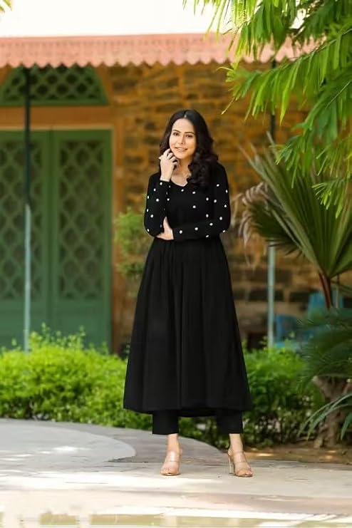 Women's Kurta Pant Set with Embroidered Work for Women | Viscose,Rayon | A-line fit Kurti