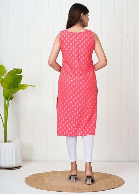 Fashion Women Floral Print Viscose Rayon Straight Kurta for Office, Wedding & Party