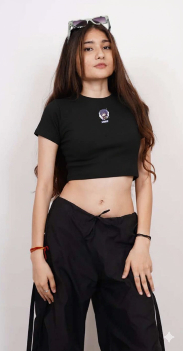 Crop Tops O-Neck Short Sleeve T-Shirts Clothes Shirt Vintage