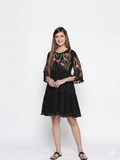 Women's Knee-Length Embroidered A-Line Dress