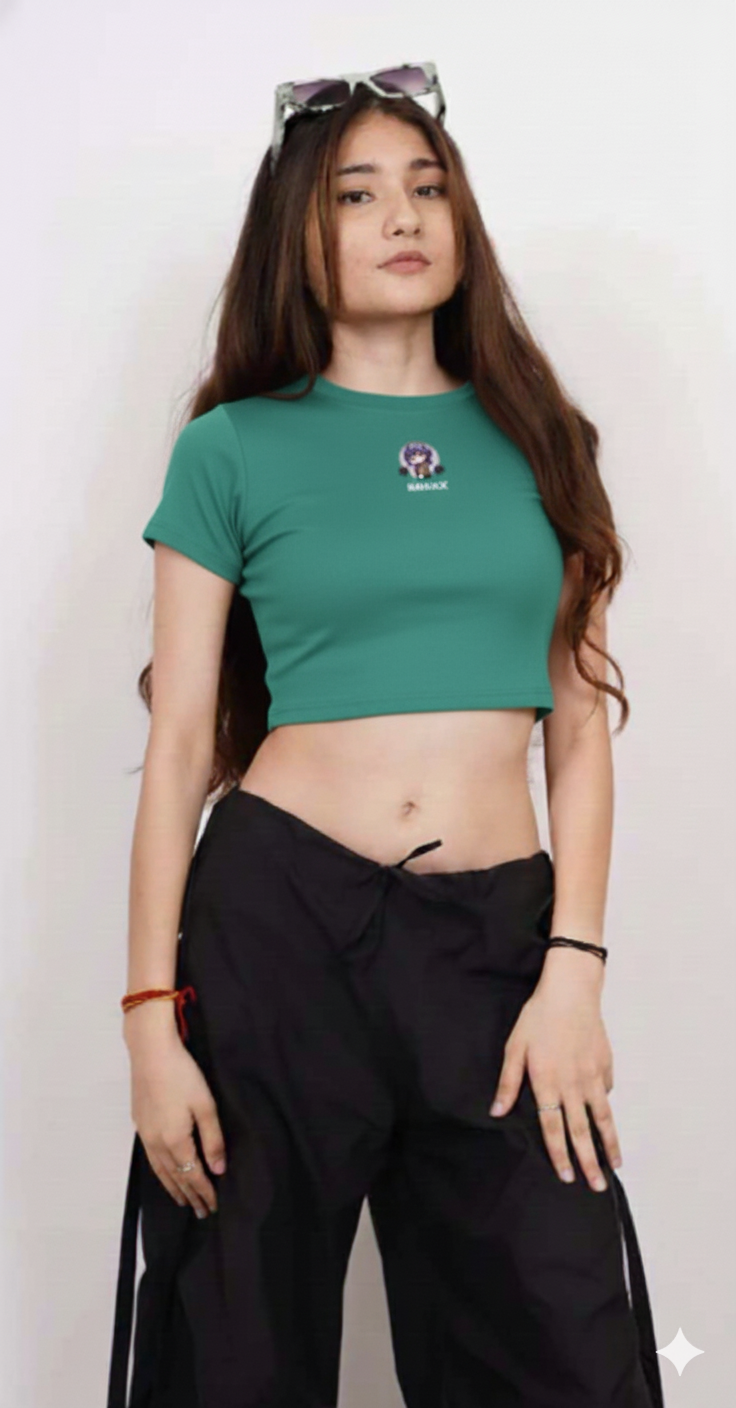 Crop Tops O-Neck Short Sleeve T-Shirts Clothes Shirt Vintage
