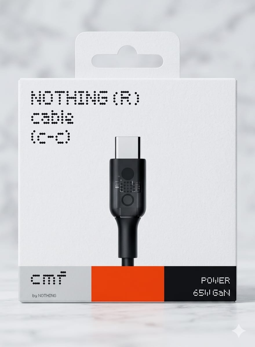 NOTHING 65W BLACK Type C to C Super Fast Charging & Quick Data Transfer Cable