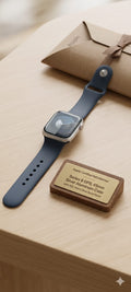 Apple Watch Series 9 GPS 45mm Silver Aluminium Case with Storm Blue Sport Band - S/M (Silver Strap, Free Size)