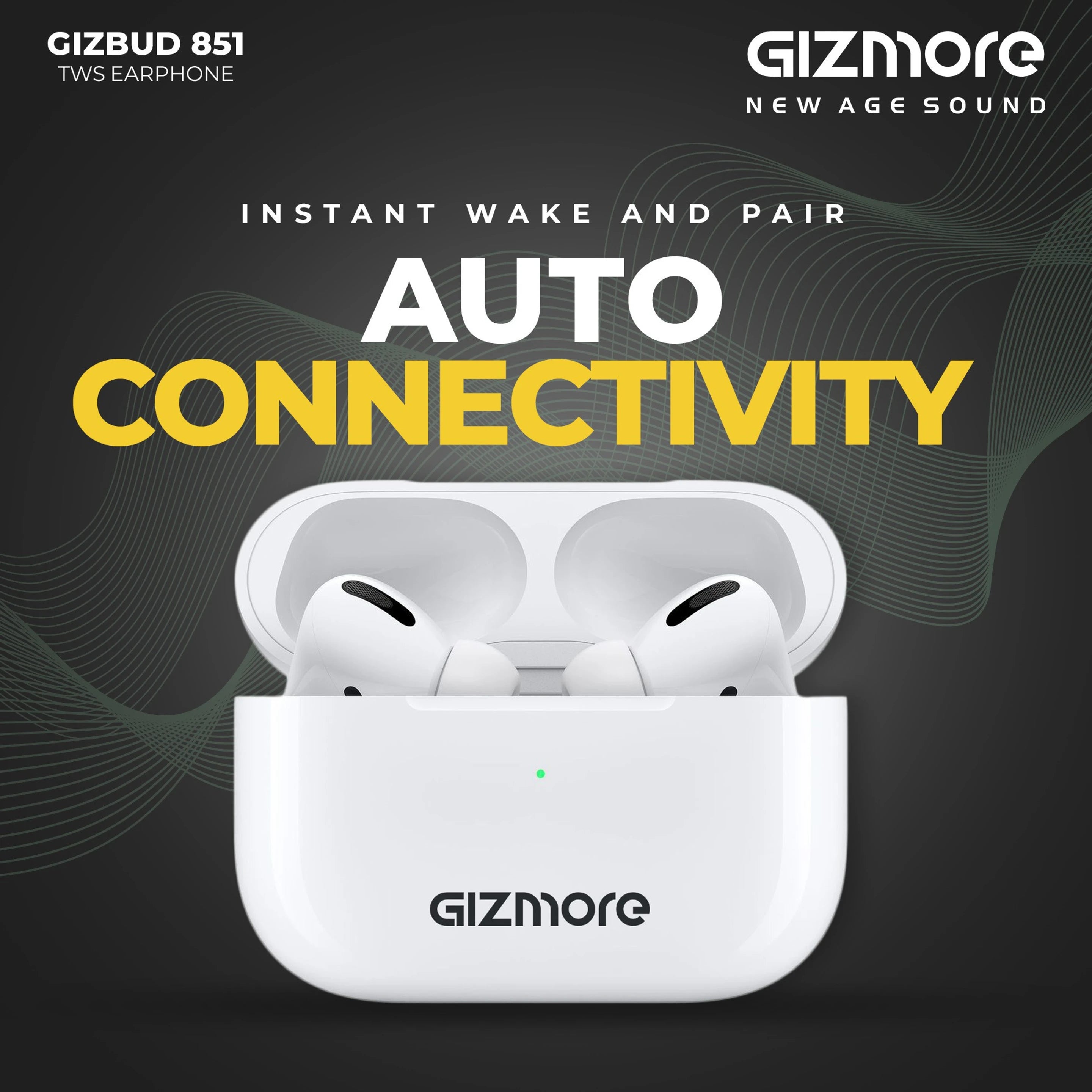 Gizmore TWS 851 Earbuds Bluetooth Gaming Headset (White, Grey, True Wireless)