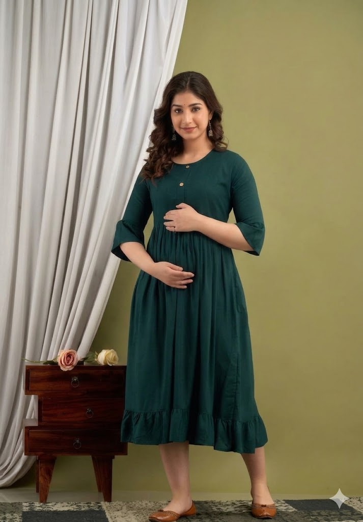 Women Rayon Anarkali Maternity Feeding Kurti with Bot Side Zipper