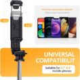 Selfie Stick Tripod, Extendable 3 in 1 Aluminum Selfie Stick with Bluetooth Remote 270 Degree Rotation for Latest Smartphones, Black