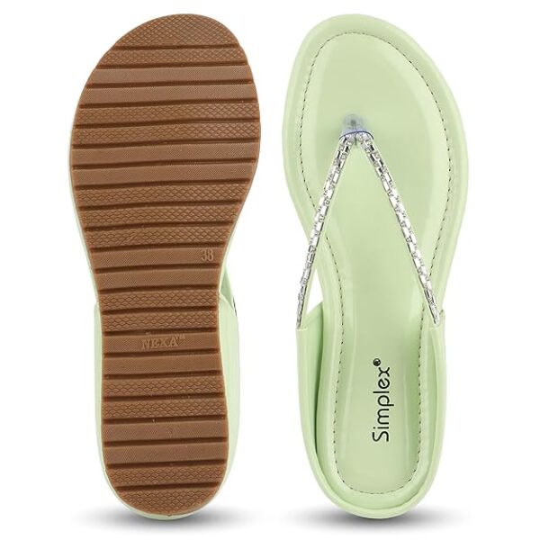 Simplex Stylish Green Rhinestone Flip-Flop Sandals for Women – Comfortable & Elegant Casual Footwear 1