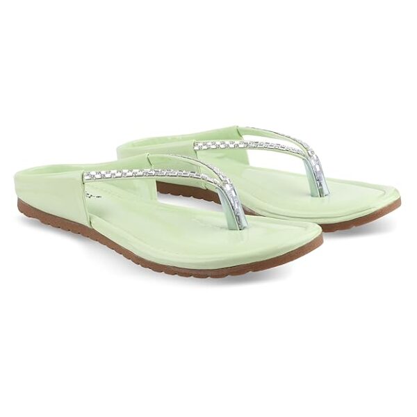 Simplex Stylish Green Rhinestone Flip-Flop Sandals for Women – Comfortable & Elegant Casual Footwear 4