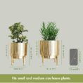 Fluted Metal Indoor Planter with Stand for Table set of 2