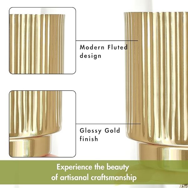 Fluted Metal Indoor Planter with Stand for Table2